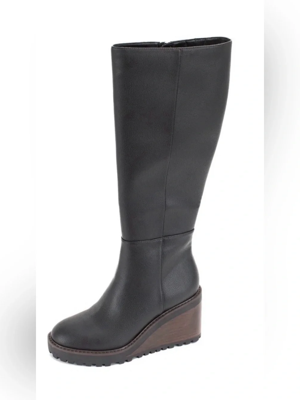 Yellow Box Boutique Adrena Knee High Wedge Riding Boots Zipper Black Size 9.5